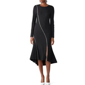 Rachel Roy Collection Long Sleeve Midi Dress S Bonded‎ Hem Black